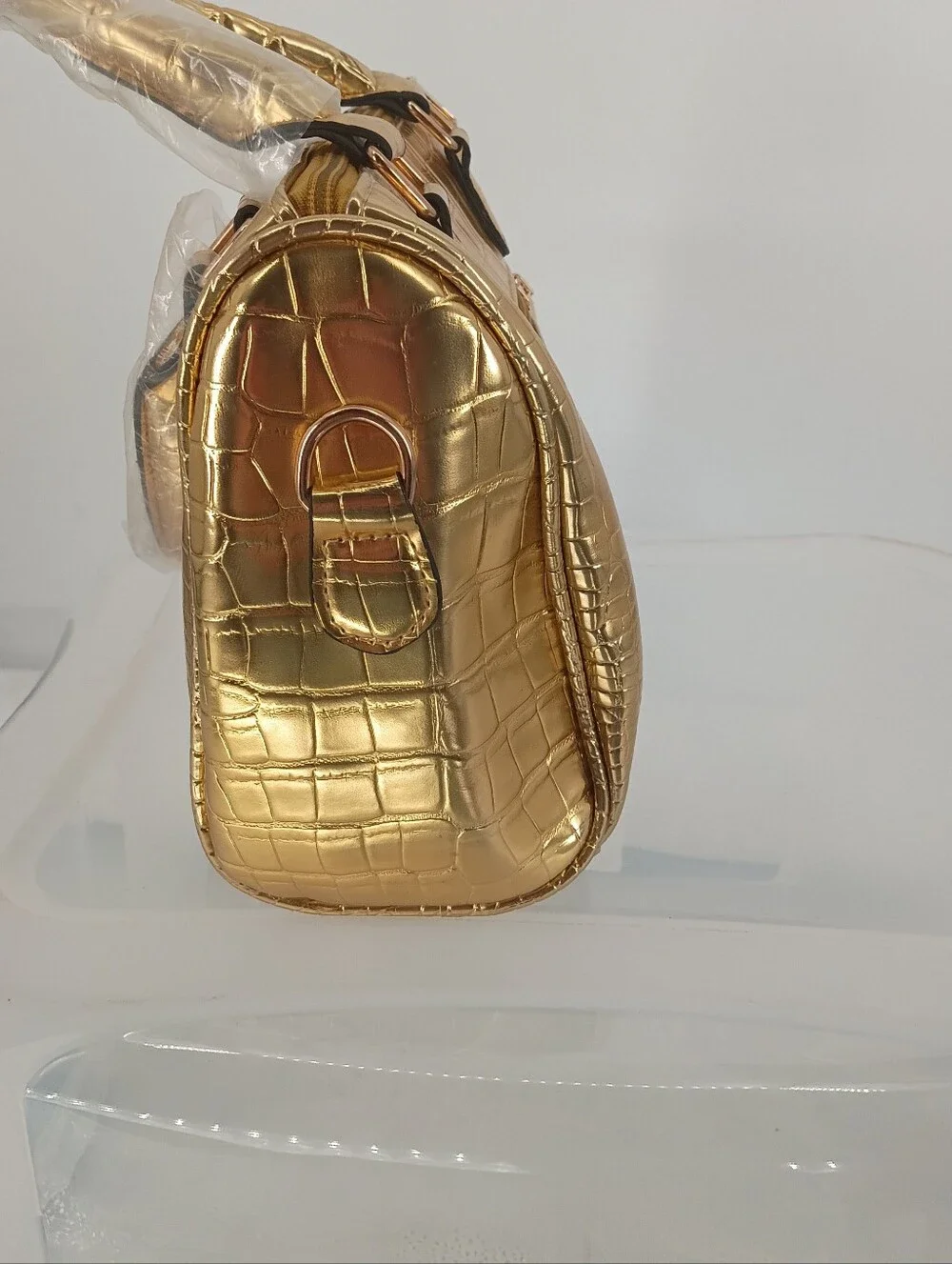 GJGJTER Gold Croc-Embossed Women’s Satchel and Wristlet Set